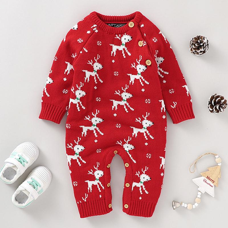 

Jumpsuits Autumn Winter Born Kids Baby Girls Boys Long Sleeve Knit Rompers Clothes Christmas Deer JumpsuitsJumpsuits, 82w544 green