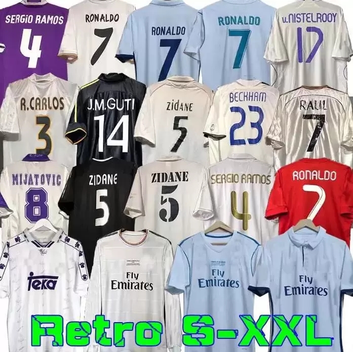 

finals Real MadridS Retro Soccer Jersey GUTI Ramos 13 14 15 16 17 18 ZIDANE Beckham RAUL 94 95 96 97 98 99 00 01 02 03 04 05 CARLOS SEEDORF BENZEMA FIGO KAKA, 06/07 home
