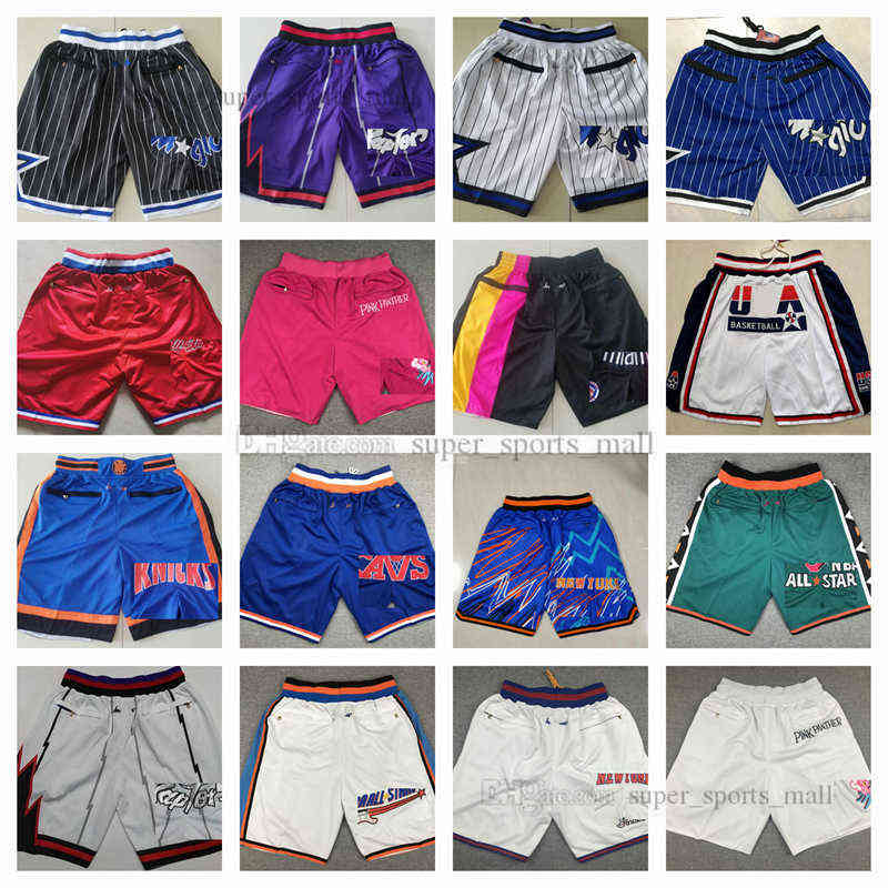 

Top Quality Team Basketball Shorts Just Don Retro Hot Short Sports Wear JUSTDON With Pocket Zipper Sweatpants Pant Black Blue Pink Purple, Dense embroidery