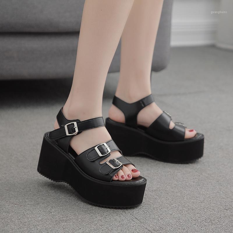

Sandals Women Platform Wedges Shoes Black Sandal Punk Gladiator Casual High Heels Fashion Wedge Female