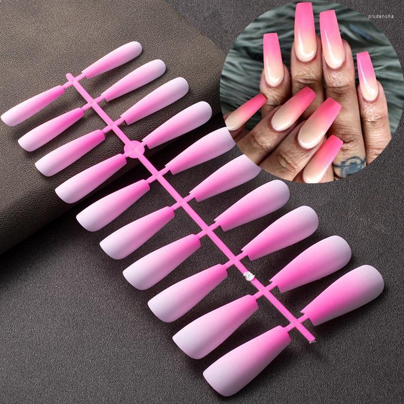 

False Nails 20Pcs Matte Gradient Fake Ballerina Candy Color Manicure Patches Press On Full Coverage Finished Prud22, 09