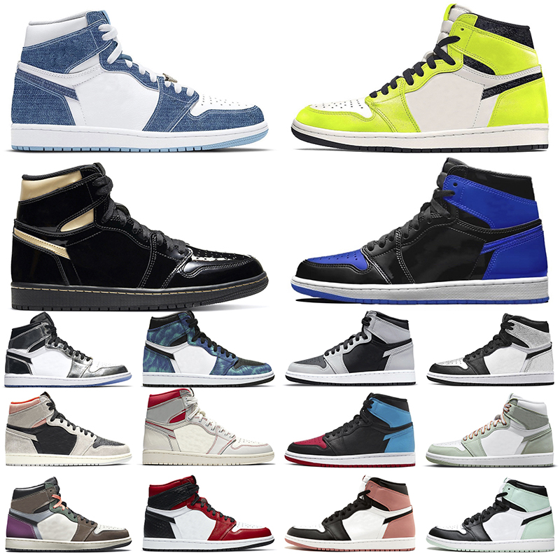 

Basketball Shoes 1 Men Women 1s Denim Volt Black Metallic Gold Patent Royal Shadow 2.0 Silver Toe UNC Chicago Phantom Rust Pink Mens Trainers Sneakers Sports Size 36-46, #7 pass the torch 36-46