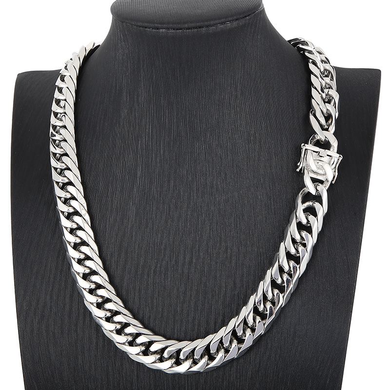 212g Heavyweight 16mm 24inch Mens Necklace Huge Large Miami Chain Necklaces Stainless Steel Jewelry Silver