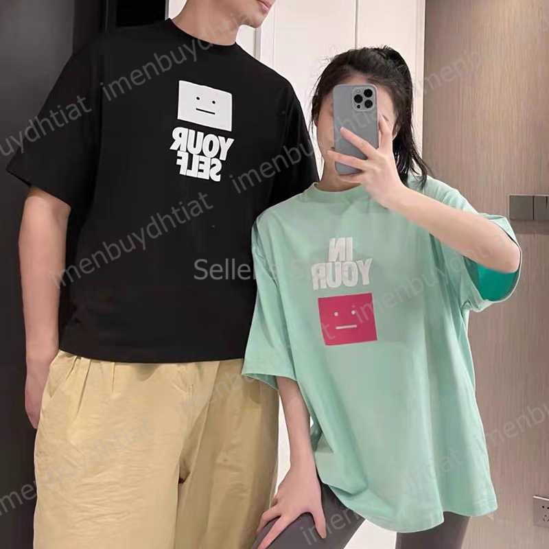 2022 Nordic Luxury Brand Ac Studios Summer Short Sleeve t Shirt Letter Foam Printing Simple Candy Color Men's and Women's Lovers Loose