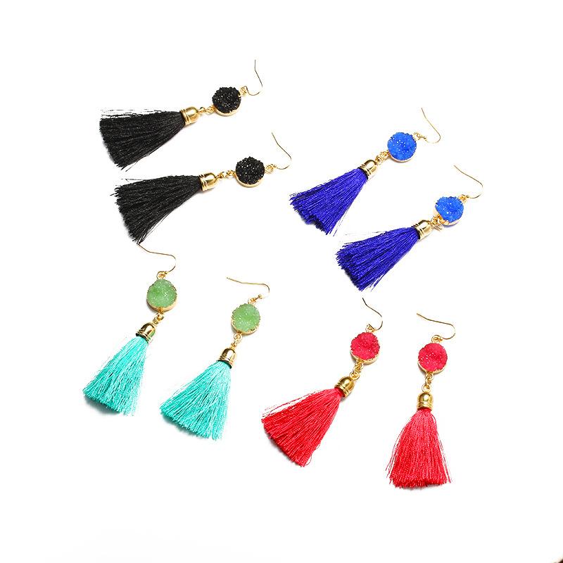 

Dangle & Chandelier Colorful Long Tassel Statement Earrings For Women Drop Earring Gold Color Resin Eardrop Fashion Jewelry Ear Accessories