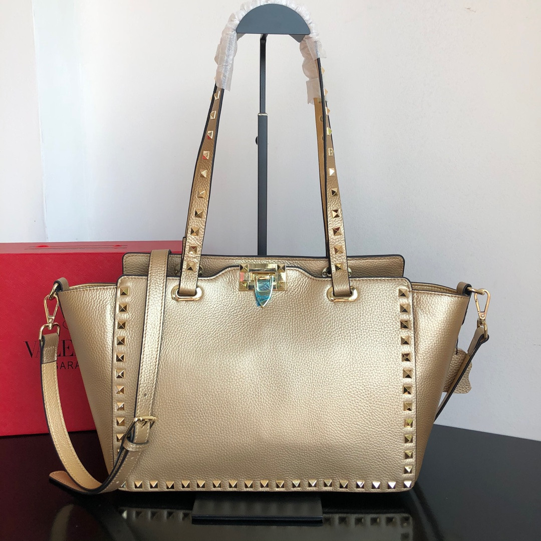 

5A+ top quality Luxurys Designers Bags Classic Large Capacity Shopping Bag Lychee Pattern Genuine Leather Shoulder Bag Punk Style Metal Rivet Mummy Bag