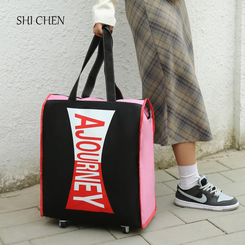 

Suitcases Portable Travel Bag Rolling Suitcase Luggage Aviation Checked Mobile Shoulder Bags Oxford Cloth With Wheel