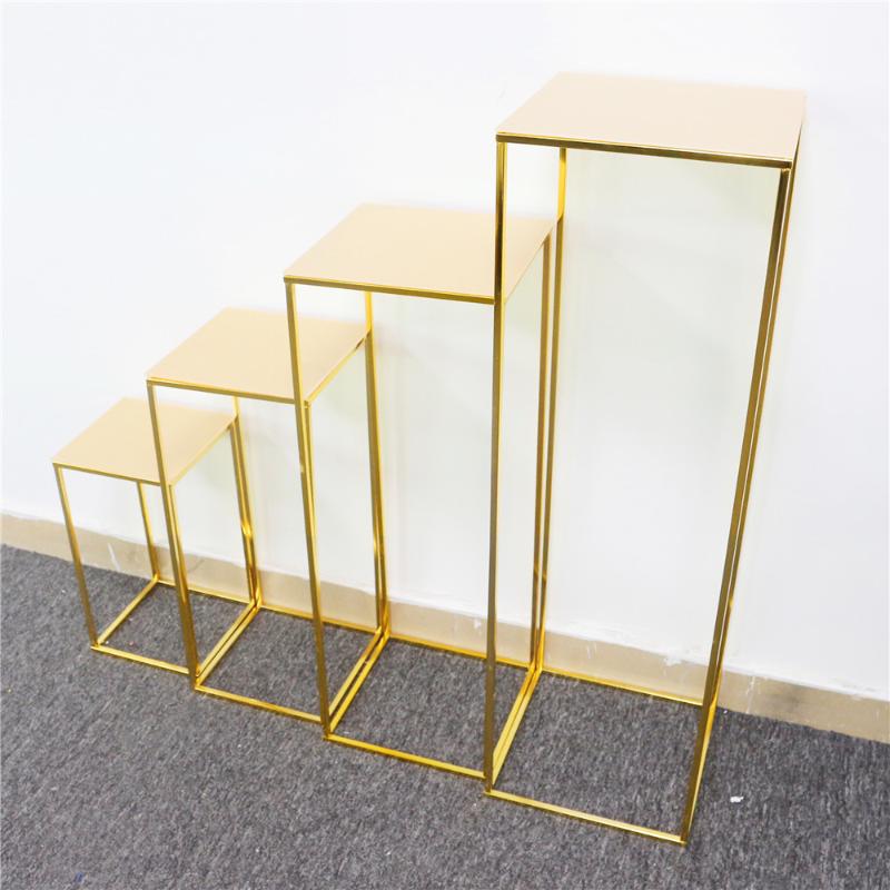 

Vases 4pcs Wedding Centerpiece Gold-Plated Geometric Flower Stand Home Decoration Shiny Metal Iron Rectangle Cuboid Frame Backdrop