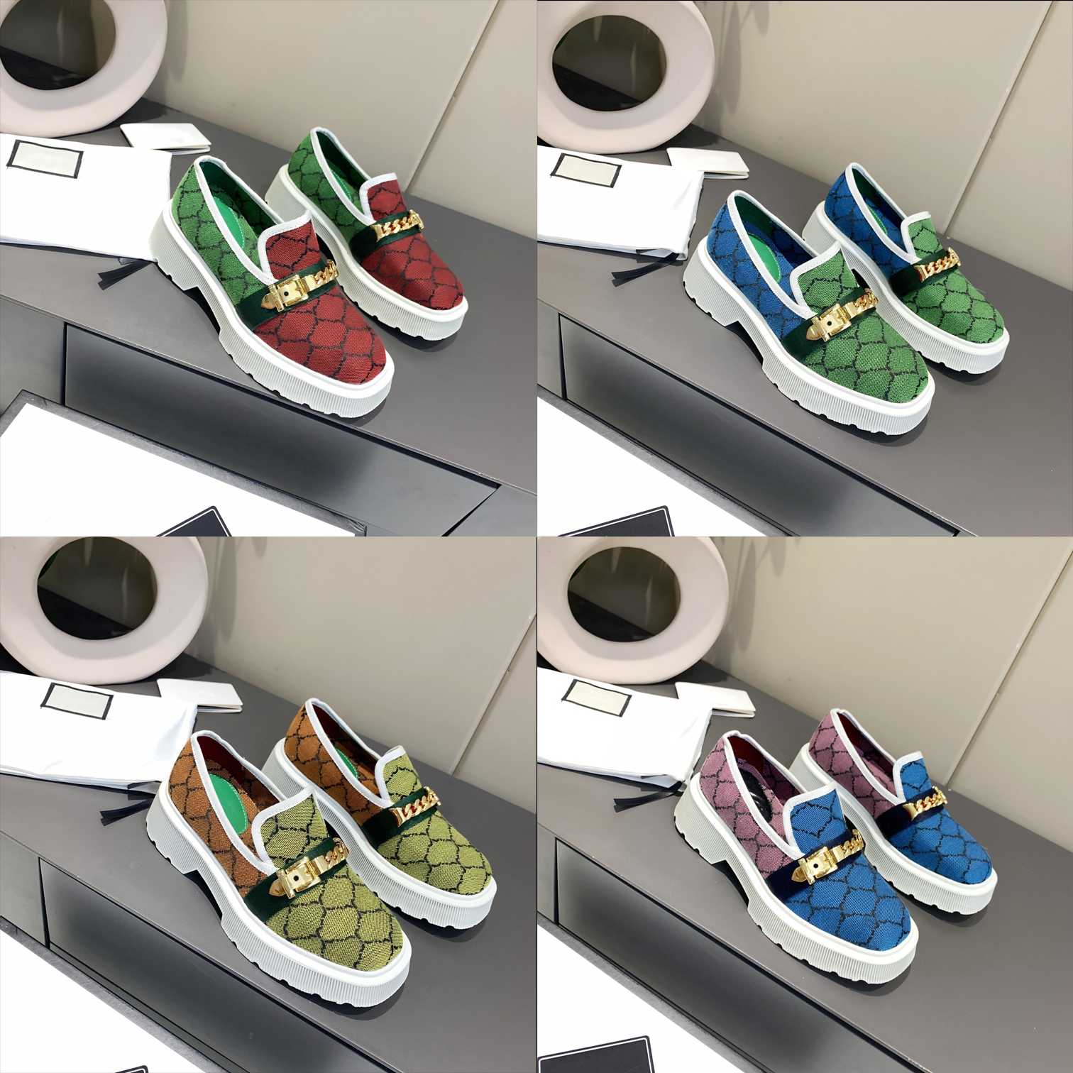 

Designer women embroidered casual shoes stitched driving lazy shoes sports shoes high quality suede innovative fashion design horseshoe buckle decorative box