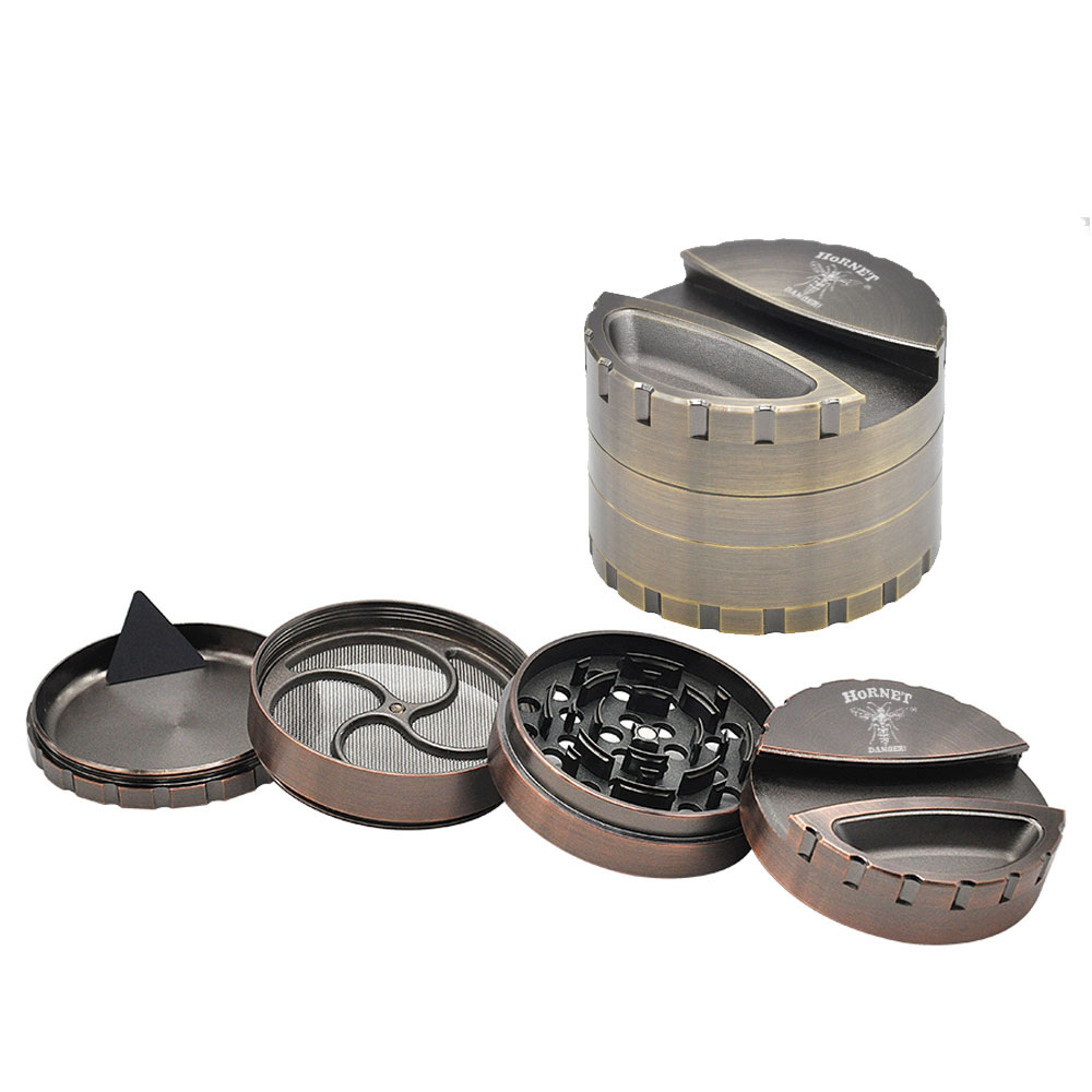 Metal Smoking Herb Grinder 80MM 4 Pieces Blade Teeth With Cigarette Holder Tobacco wee grinder collapsible bong-image-790314739