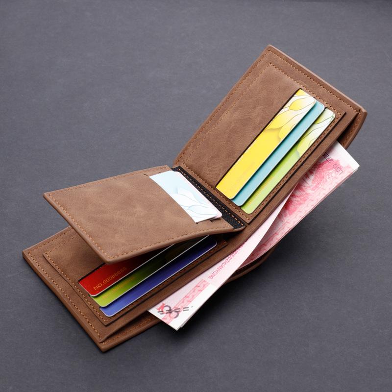 

Wallets Men Vintage Pu Leather Short Vertical Thin Male Trifold Square Holder Brown Small Money Purses 2022, Brown short cheap