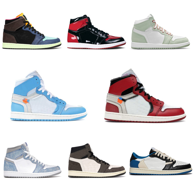 

Jumpman University Blue 1 1s Basketball Shoes Mens Women Patent Bred Hyper Royal Seafoam Fearless DARK MOCHA Banned J Balvin Metallic Gold Bio Hack Trainer Sneakers, Bubble bag