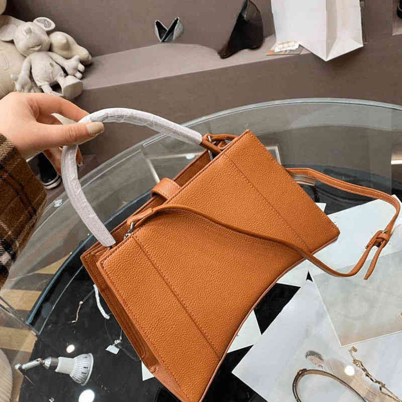

Shoulder Bags Women Handbag Female Orange Leather Fashion Tote Hourglass Package 211116