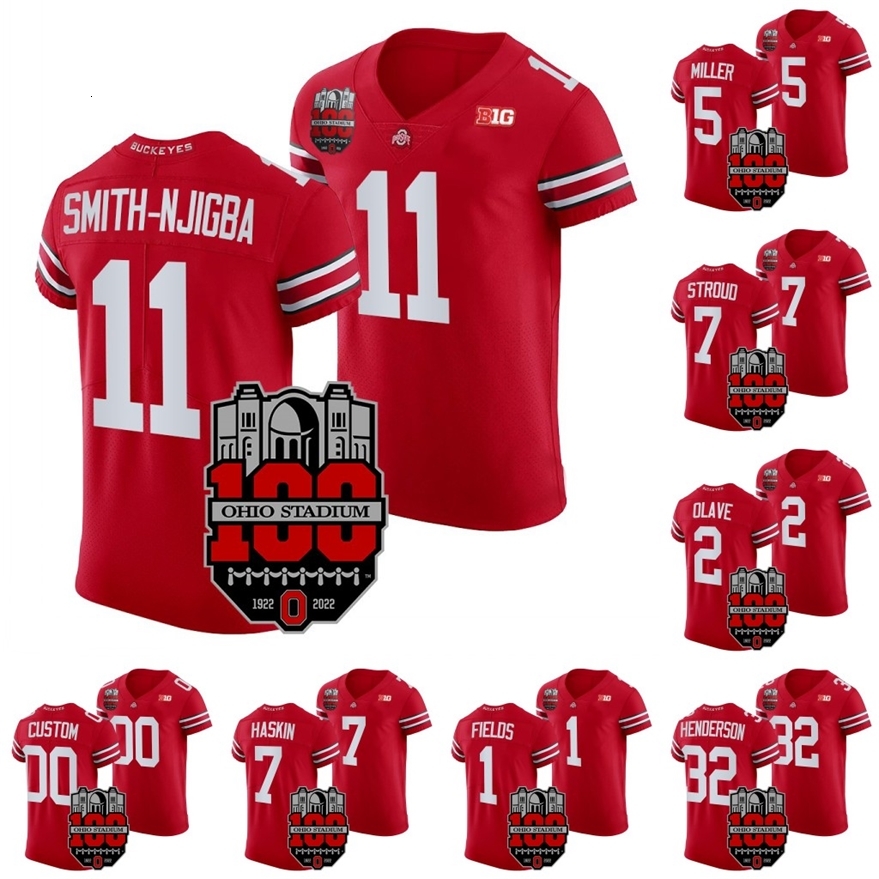 

A3740 Jaxon Smith-Njigba Ohio State Buckeyes 1922-2022 Elite Football 100th Year Stadium Anniversary Jersey C.J. Stroud TreVeyon Henderson Justin, Black men s-xxxl