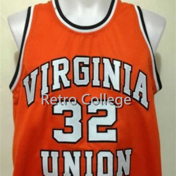 

Sjzl98 Mens 32 Ben Wallace Virginia Union University College Basketball Jersey Custom any Number and name Jerseys stitched embroidery, Orange