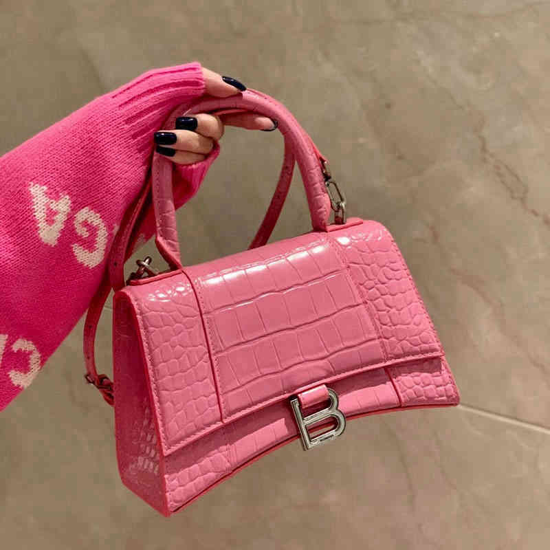 

Designer Luxury Balencaigass Handbags Hourglass b Crocodile Bags Family B-type Magnetic Buckle Mini2022 Leather One, Multi color 19cm size special shot