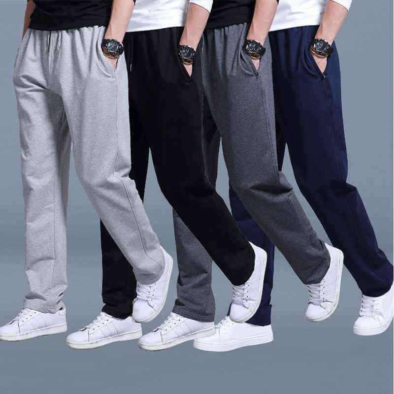 

Men Autumn Summer Sports Running Pants Pockets Training Elastic Waist Jogging Casual Trousers Sweatpants Solid Fitness fattening G220713, Dark blue