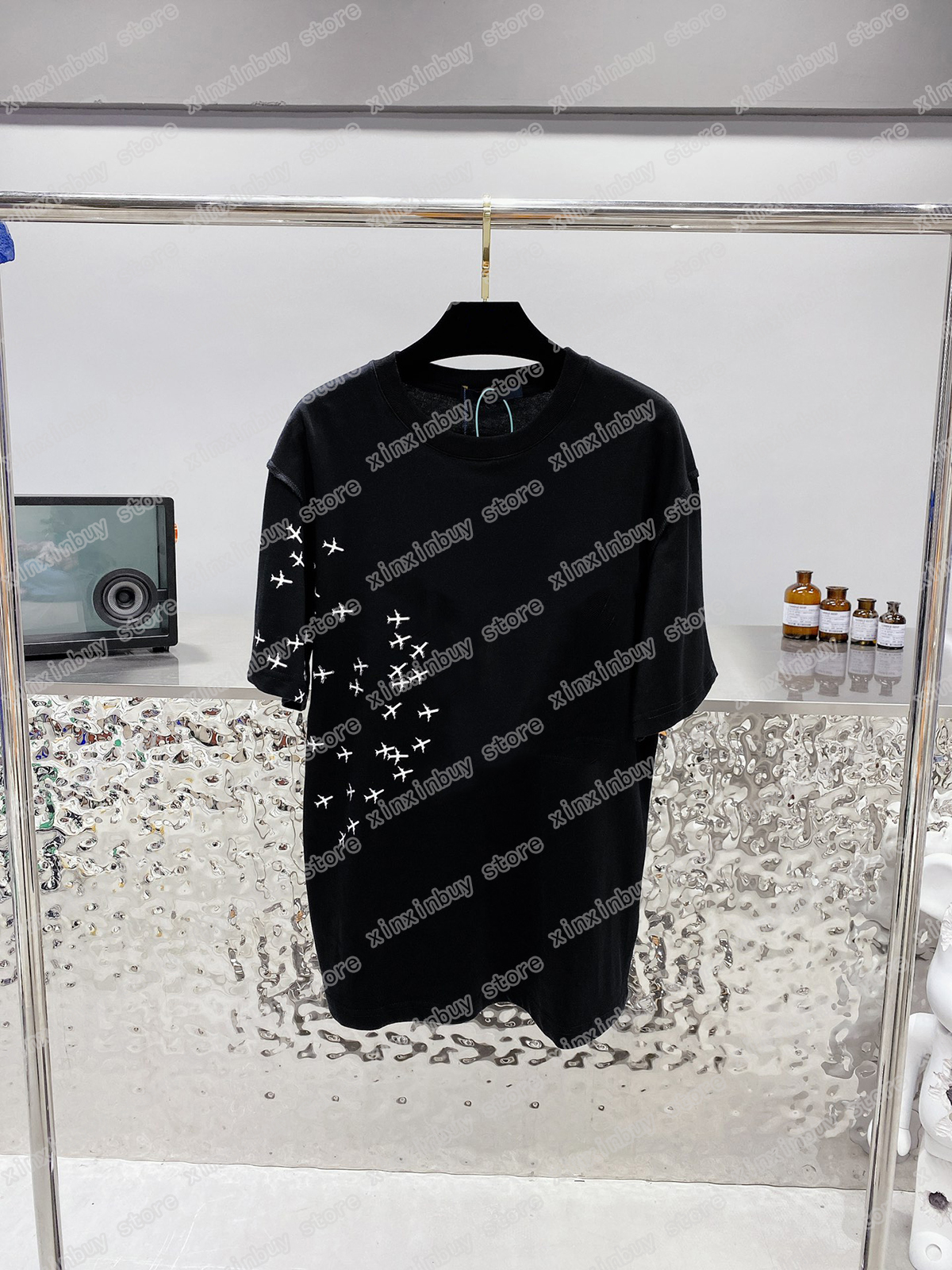 

22ss Men Designers t shirts tee aircraft print short sleeve Man Crew Neck paris Streetwear black white xinxinbuy XS-L