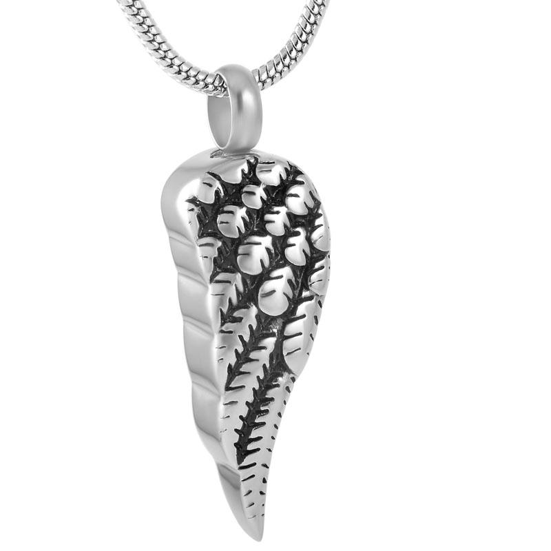 

Chains Angel Wing Feather Memorial Urn Necklace Holder Ashes For Pet Human Stainless Steel Keepsake Cremation Jewelry PendantChains