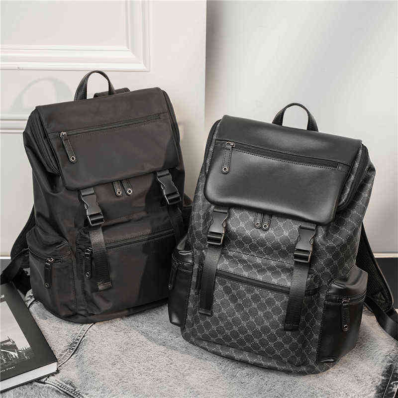 

Backpack Style Bag Evening Fashion s Men Man Leather Laptop Waterproof Designer School Male Travel pack Mochila 2022 220801, Black pattern