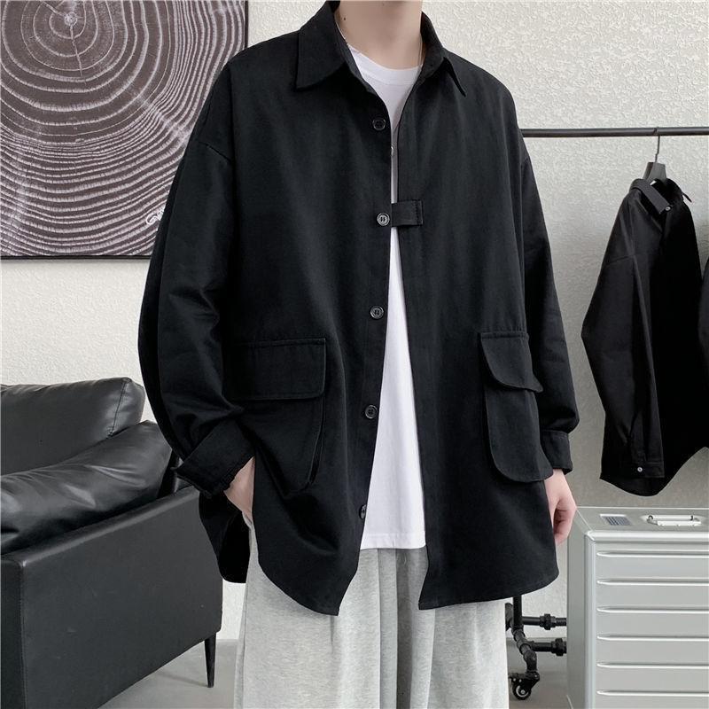 

Men's Casual Shirts 2022 Long Sleeve Solid Fashion Woman Oversize Tops Male Clothing Streetwear, Black