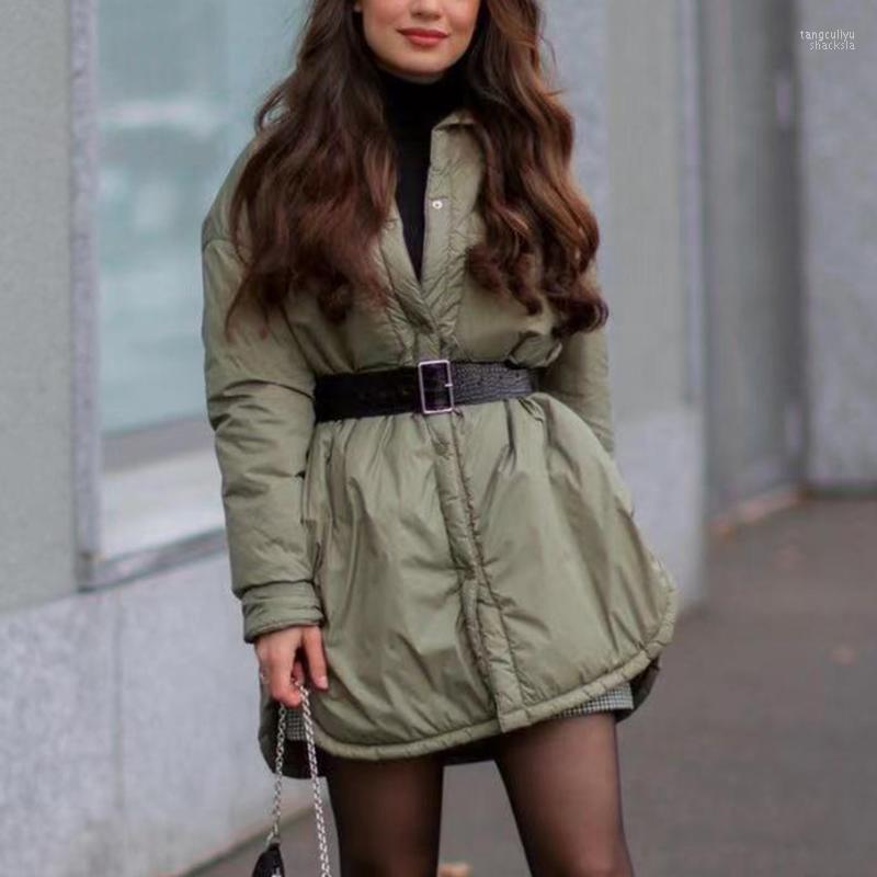 

Army Green Women Long Parkas 2022 Spring-Autumn Fashion Ladies Waterproof Cotton Padded Jackets Vintage Female Chic Coats Girls Women's Down, Black