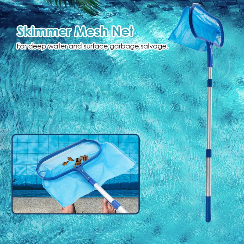 

Pool & Accessories Swimming Skimmer Net With Pole Ponds Cleaning Debris Leaf Rake Adjustable