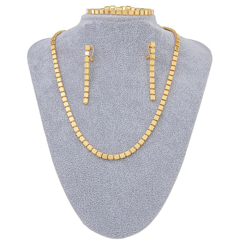 

Earrings & Necklace High Quality Luxury Gold Jewelry Sets For Women Dubai Bridal Bracelet & Set Bridesmaid Wedding AccessoriesEarrings, As pic