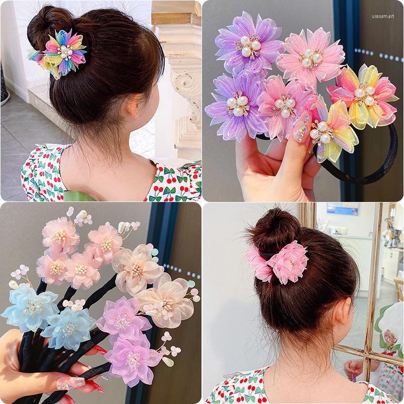 

Hair Accessories 1Pc Girl Headwear Braided For Kids Bowknot Flower Headdress Children Elastic Bands Band Hairstyle, 01