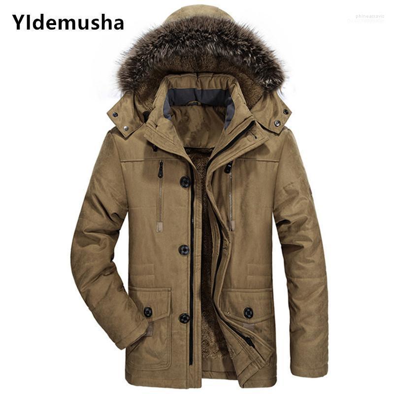 

Winter Jacket Men's Thick Padded Parka Fleece Liner Coat Fur Collar Hooded Warm Outwear Male Multi-Pocket Windproof Overcoat1 Phin22, Black