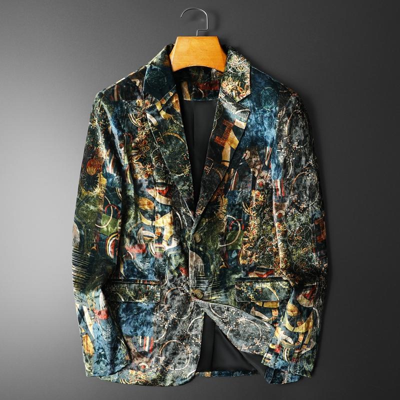 

Men's Suits & Blazers Luxury Print Men Vintage Casual Suit Jacket Slim Fit Wedding Business Streetwear Social Blazer MasculinoMen's, 2282