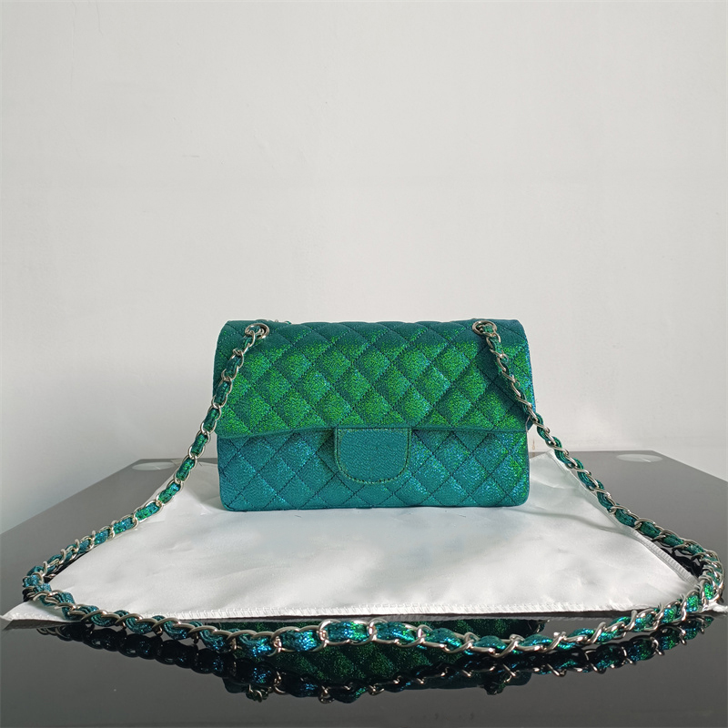 

L Y41 Classic Double Flap Shiny Quilted Rectangle Bags Purple Gold Green White Silver Metal Hardware Matelasse Chain Crossbody Shoulder Luxury Designer Handbags 25, Extra freight