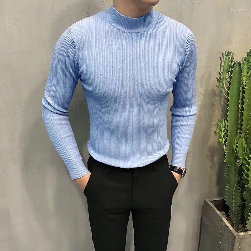 

Men's Sweaters Classic Fashion Men's Slim Collar Solid Color Casual SweaterMen's Olga22, As shown asian size2
