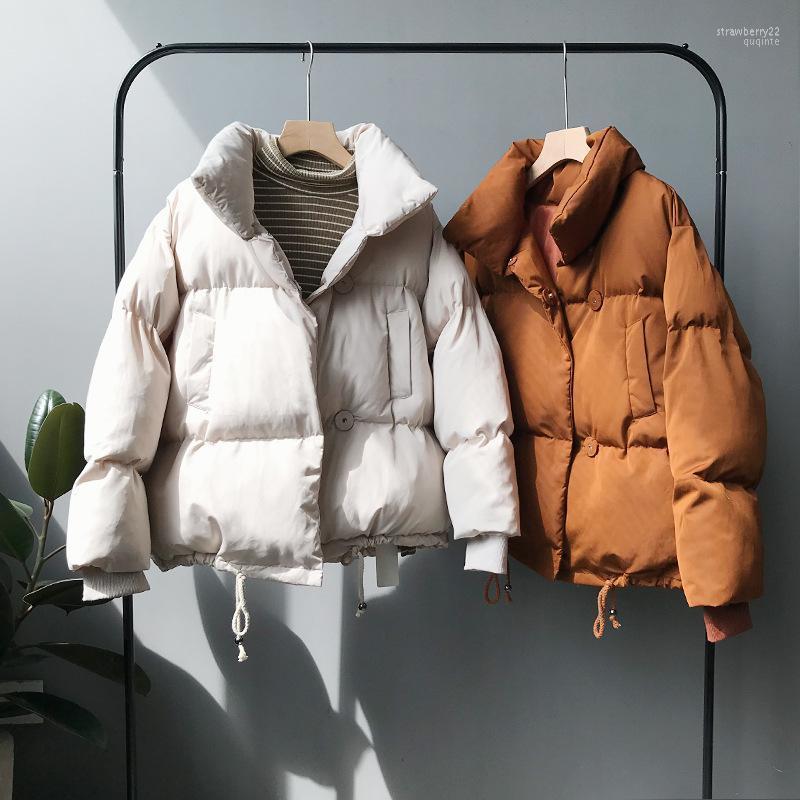 

Women' Down & Parkas Winter Thick Warm Puffer Jackets Women Pink Crop Bubble Short Cute Large Size Black Solid Cotton Coat Outerwear Clothe