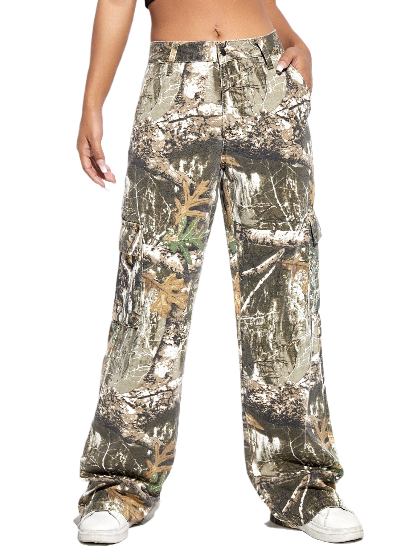 

plants Print Boyfriend Jeans 78WR#, Multicolor