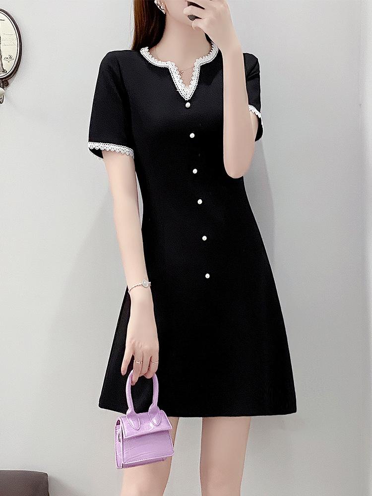 

Party Dresses Yards Dress Summer Wear Black Fashion Temperament Little Sweet Wind Belly DressParty