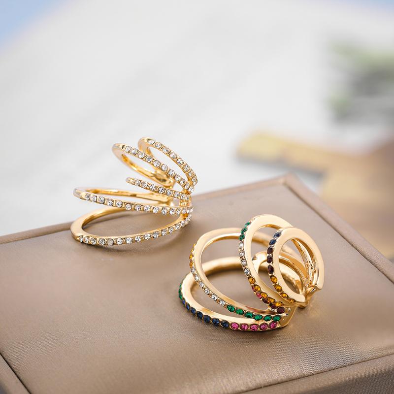 

Clip-on & Screw Back Colorful Rhinestone Multi-layered Earcuffs No Hole Earring Bohemia CZ Zircon Fake Piercing Cartilage Ear Clip Trendy Je