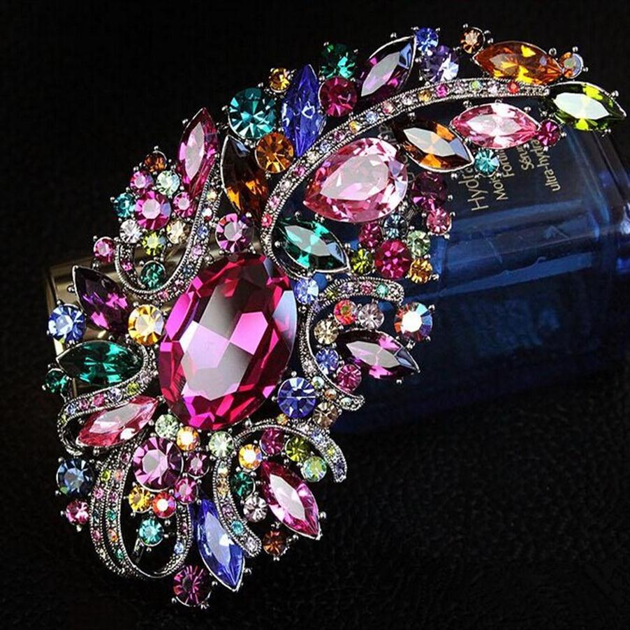 

Extra Large Designer Luxury Brooch Multicolored Crystal Diamond Diamante Wedding Brooch2553