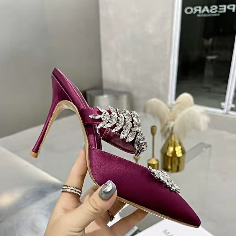 

Luxury design shoes Women dress pump slipper sandals strass high heel shoes Lurum Crystal-Embellished Satin Mules sexy pointed toe party wedding pumps 34-43, 11