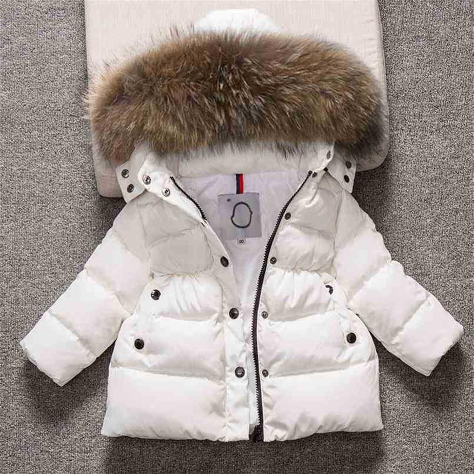 

Kids Snowsuit Hooded Boys Winter Coat Snow Wear Down Cotton Thermal children winter Outwear Parkas Fur Collar265N, Red