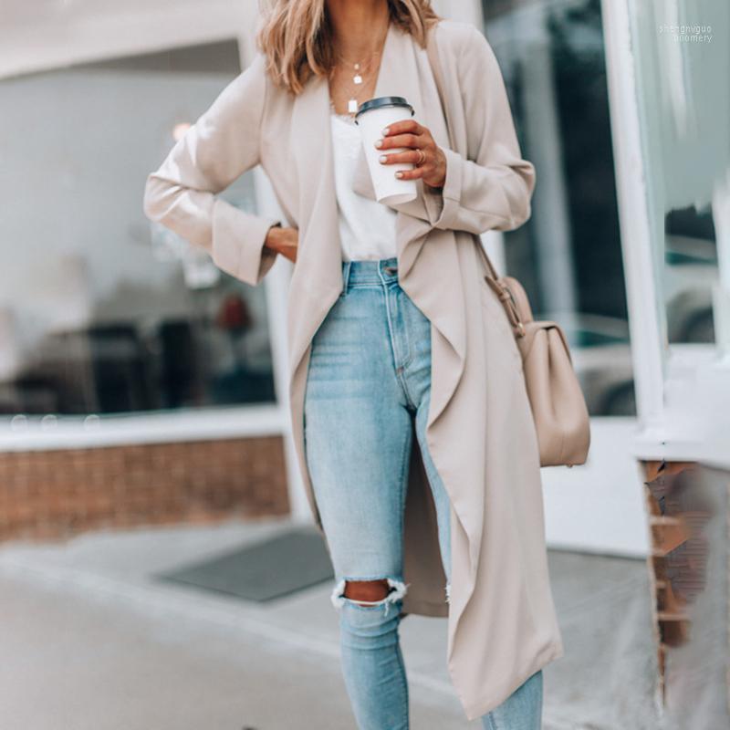 

Women' Jackets Winter Long Women Jacket Coat Casual Open Stitch Basic Outerwear Female Loose 2022 DR2289, Light khaki