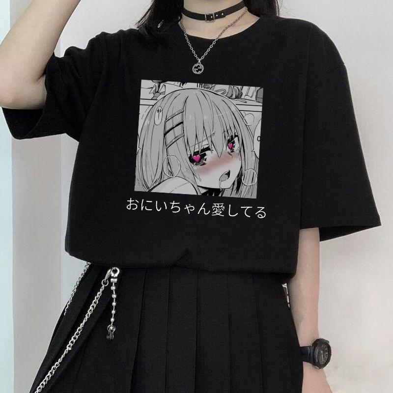 

Men's T-Shirts Harajuku Sexy Anime Short-sleeved T-shirt Men And Women Pure Cotton Printed Round Neck Couple Summer Tops Female Kawaii