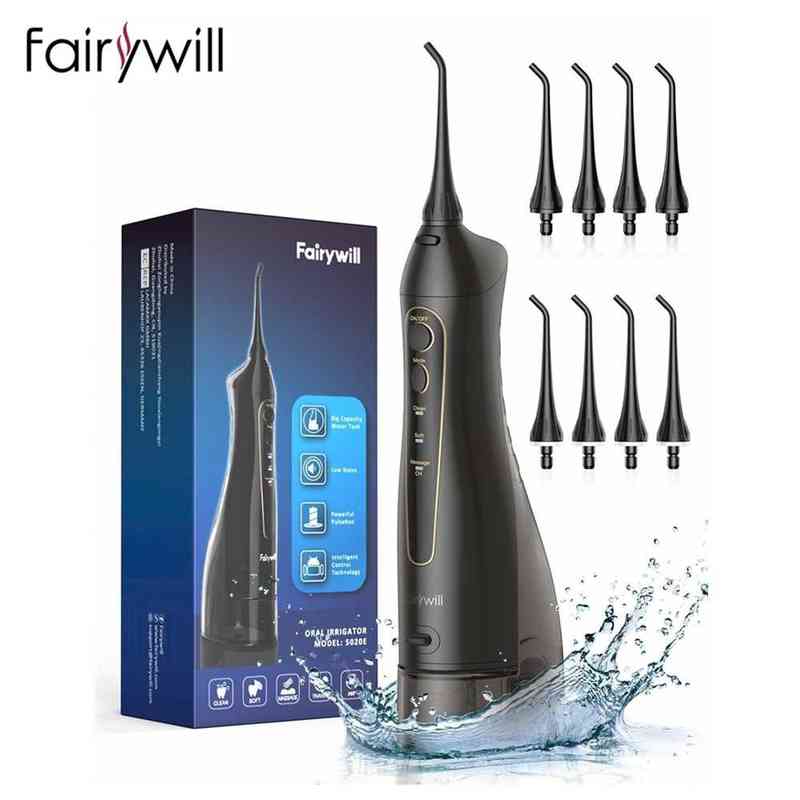 

NXY Toothbrush 2022 Fairywill Water Flossers 300ml Oral Irrigator Rechargeable Large Capacity Portable Dental Water Tank Waterproof Teeth Clean 0409
