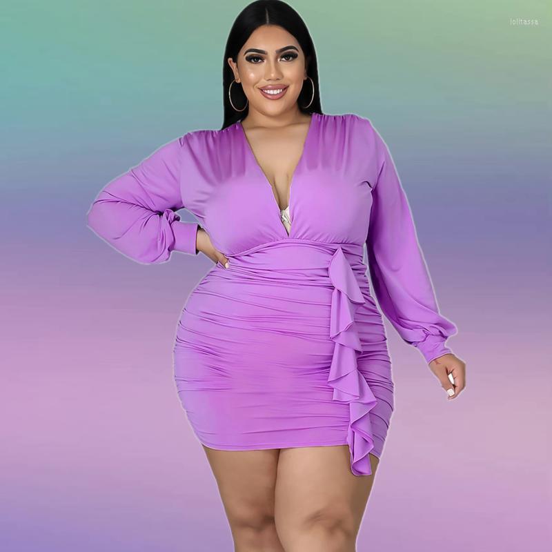 

Plus Size Dresses -4xl Women Dress Solid Sexy Wrap Buttocks Pleated Mini Party Club Charming Wear Wholesale Drop Loli22, Black