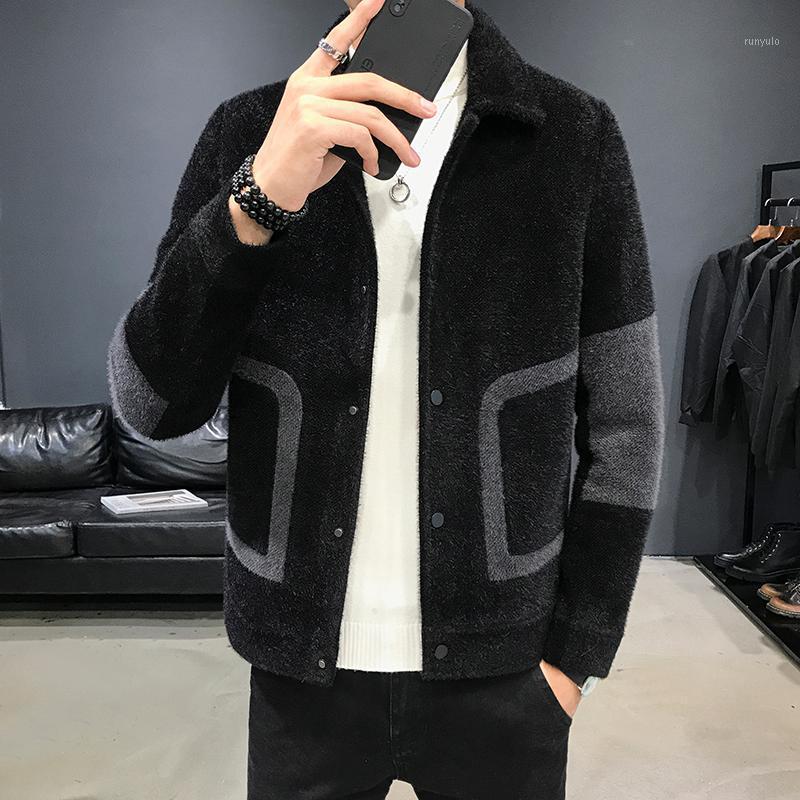 

Spring And Autumn Jacket Men's Casual Zipper Slim Woolen Fashion Trend Color Matching Clothing Jackets, Black