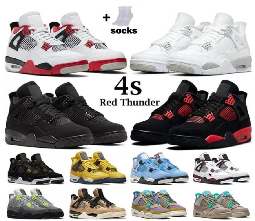 

4s kids Big boy men women basketball shoes Black Cat Red Thunder 4 Fire University Blue White Oreo Bred Metallic Green mens sports sneakers trainers