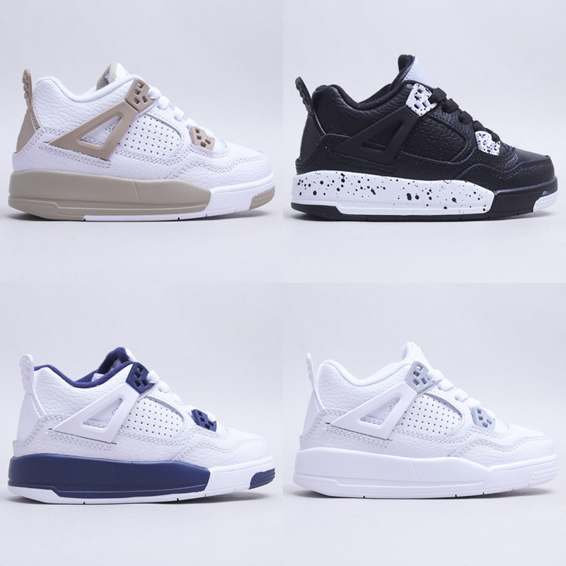 

Shoes Basketball Kids Jumpman 4 Bred Cactus Jack Pure Chicago youth Outdoor 4s Children Boy Girls White Alternate 89 Black Sneakers Size 25-35, As photo 1