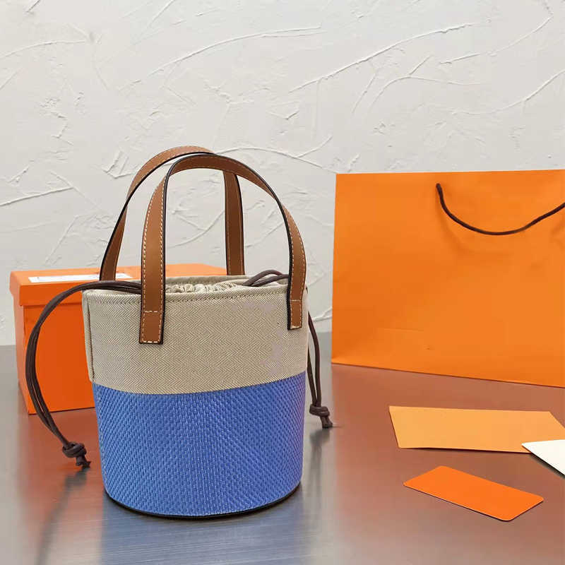 

Designer Bags Tops Quality Mini Straw Tote Bags Women Woody Handbags Fashion Bucket bag Cross Body Shoulder H, Blue