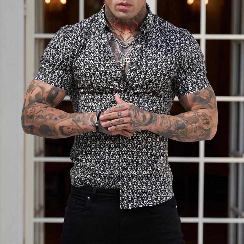 

Men's Casual Shirts Summer Spring 2022 Fashion Men's Hawaiian Printed Letter Clothes Slim Short-sleeved Brand ShirMen's, A12