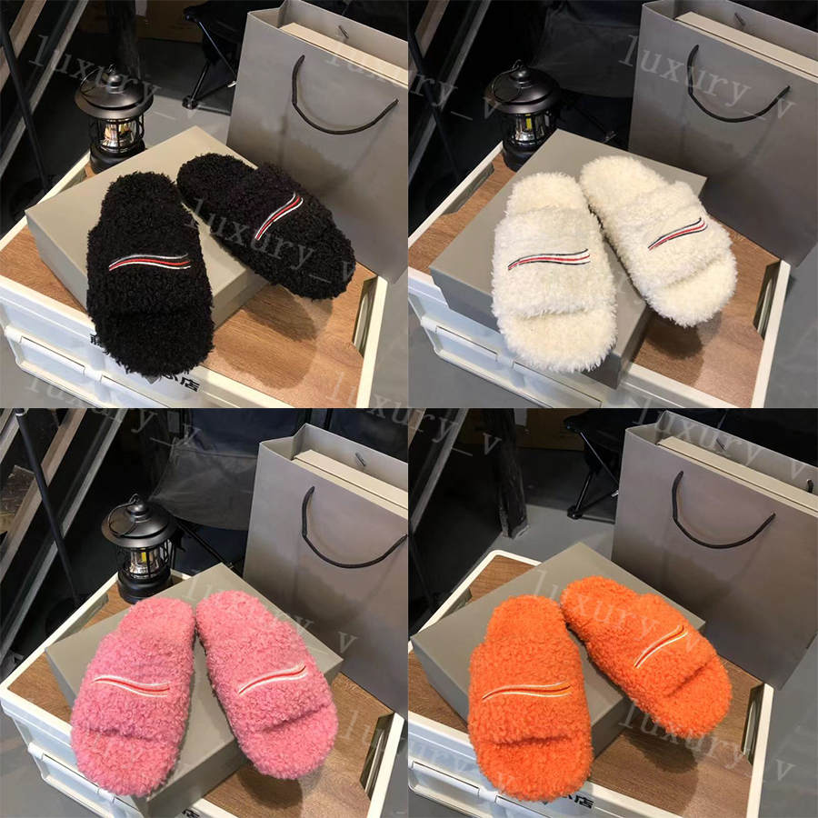 

Designer Women Slippers Ladies Wool Slides Winter Fur Fluffy Furry Warm Letters Sandals Comfortable Fuzzy Girl Flip Flop Luxury Brand Slipper, Hz 4